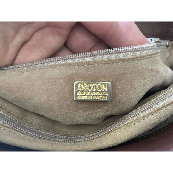 Oroton brown leather crossbody bag pebbled and croc embossed vintage Australia - Picture 9 of 15